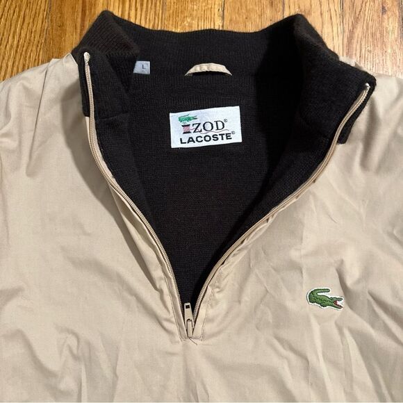 Lacoste Men's Tan bomber Jacket 1/4 zip vintage sz Large - Picture 3 of 15